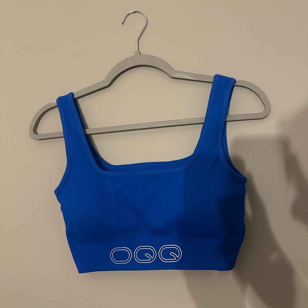Blue Ribbed Crop Top